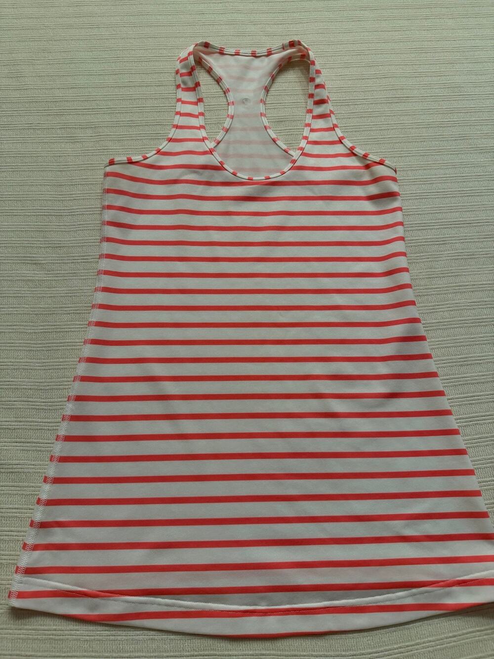 Lululemon Cool Racerback Tank Top Pink White Striped CRB Sz 6